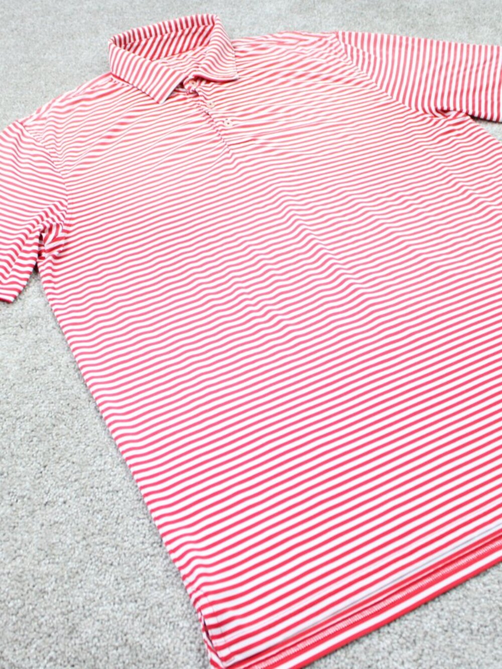 Southern Tide Polo Shirt Mens XL Red/White Performance Striped 4 Way Stretch S/S - Picture 4 of 11